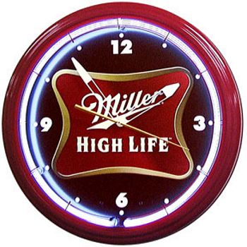 MILLER HIGH LIFE SOFTCROSS NEON WALL CLOCK