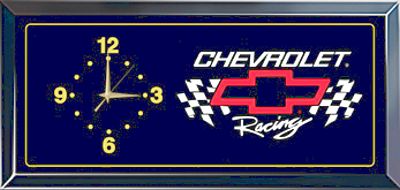 CHEVROLET BOW TIE RACING WALL CLOCK