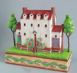 JIM SHORE HEARTWOOD CREEK HOUSE WITH RED TRIANGLE WINDOW FIGURINE