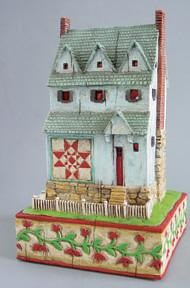 JIM SHORE HEARTWOOD CREEK HOUSE WITH RED TRIANGLE WINDOW FIGURINE