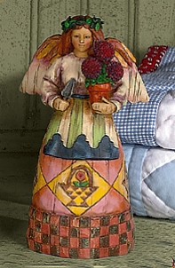 JIM SHORE ANGEL WITH POTTED PLANT FIGURINE