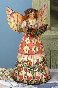 JIM SHORE ANGEL WITH FLOWER GARLAN FIGURINE