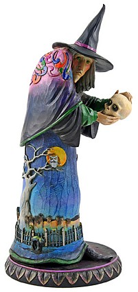 Jim Shore Heartwood Creek Witch Holding Skull Figurine