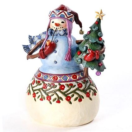 Jim Shore Heartwood Creek Snowman With Christmas Tree And Pipe Figurine