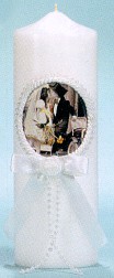 KIM ANDERSON WEDDING COUPLE WITH CAR WHITE UNITY CANDLE