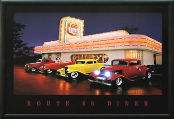 Route 66 Diner Led Framed Art
