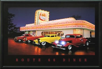 Route 66 Diner Led Framed Art