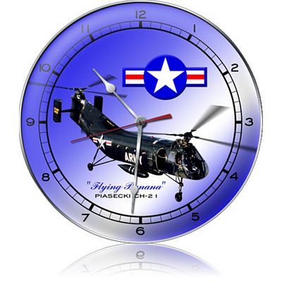 Flying Banana Piasecki CH-21 Helicopter Metal Wall Clock