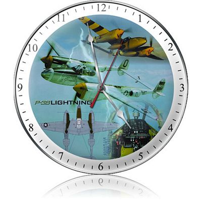 P-38 Lightning Triplane Aircraft Metal Wall Clock