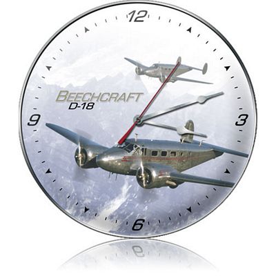 D-18 Beachcraft Aircraft Metal Wall Clock