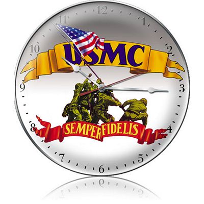 USMC Semper Fidelis Metal Wall Clock