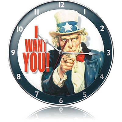 Uncle Sam I Want You Metal Wall Clock