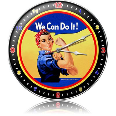 ROSIE THE RIVETER WE CAN DO IT METAL WALL CLOCK