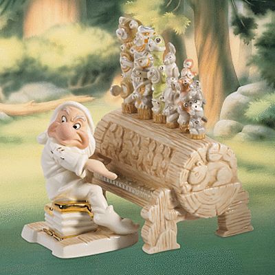 LENOX CLASSICS DISNEY A SERENADE FOR SNOW WHITE GRUMPY FIGURINE - TWO PIECE SET