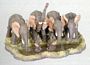 Elephant Herd By Water Figurine