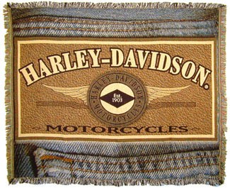 Harley-Davidson Blue Jeans Tapestry Blanket/Throw
