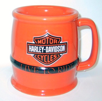 HARLEY-DAVIDSON LIVE TO RIDE ORANGE BARREL MUG