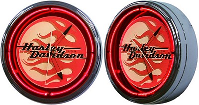 HARLEY-DAVIDSON FLAMES NEON WALL CLOCK