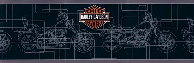 HARLEY DAVIDSON BLACK DRAWING WALLPAPER BORDER