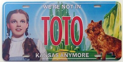 THE WIZARD OF OZ TOTO LICENSE PLATE
