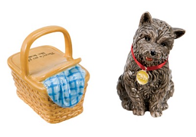 THE WIZARD OF OZ TOTO AND BASKET SALT AND PEPPER SHAKERS