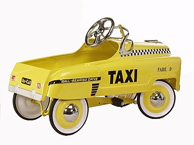 YELLOW TAXI SEDAN PEDAL CAR BY AMERICAN RETRO