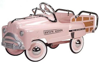 PINK ESTATE WAGON PEDAL CAR BY AMERICAN RETRO