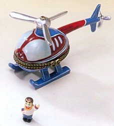 Helicopter Porcelain Hinged Box With Pilot