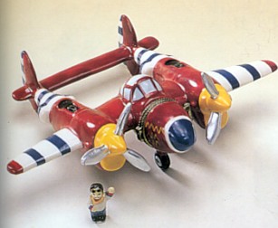 P-38 Lightning Porcelain Hinged Box With Pilot