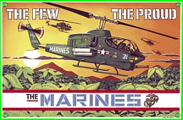 Marine Cobra Helicopter Porcelain Sign