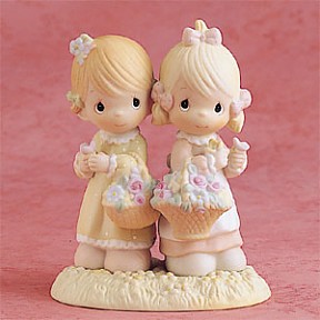 PRECIOUS MOMENTS GIRLS WITH FLOWER BASKETS FIGURINE