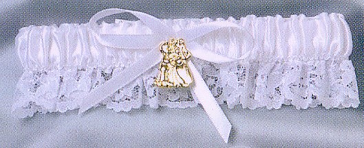 PRECIOUS MOMENTS WHITE GARTER WITH GOLD CHARM