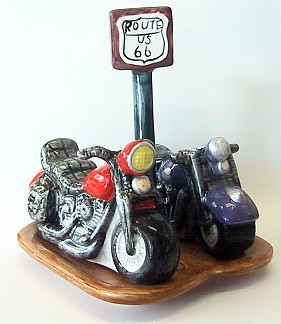 MOTORCYCLES GIFTS ON ROUTE 66 SALT AND PEPPER SHAKERS