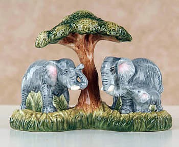 ELEPHANT SALT AND PEPPER SHAKERS WITH HOLDER