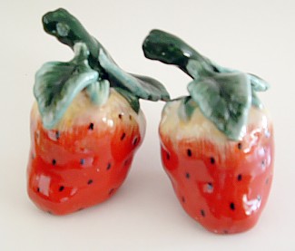 STRAWBERRYS SALT AND PEPPER SHAKERS WITH NAPKIN HOLDER