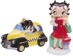 BETTY BOOP SHOPPING TAXI CAB SALT AND PEPPER SHAKERS