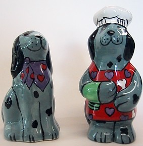 CHEF DOGS SALT AND PEPPER SHAKERS BY CANDACE REITER