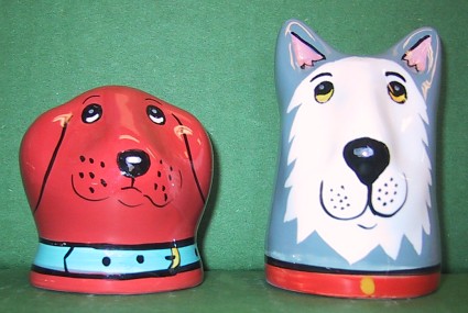 DOGZILLA SALT AND PEPPER SHAKERS BY CANDACE REITER