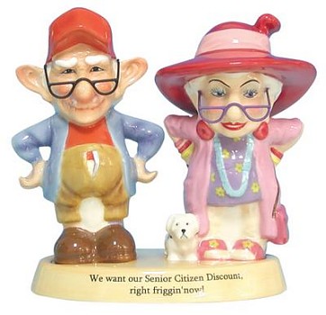 SENIOR DISCOUNT SALT AND PEPPER SHAKERS