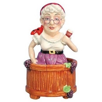 BIDDYS GRAPE STOMPER SALT AND PEPPER SHAKERS