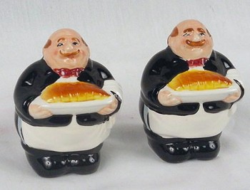 GARCON WAITER SALT AND PEPPER SHAKERS