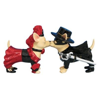 AYE CHIHUAHUA CHI CHI AND ZORRO MAGNETIC SALT AND PEPPER SHAKERS