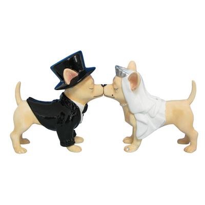 AYE CHIHUAHUA WEDDING MAGNETIC SALT AND PEPPER SHAKERS