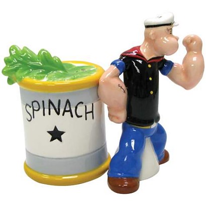 Popeye And Spinach Can Salt And Pepper Shakers