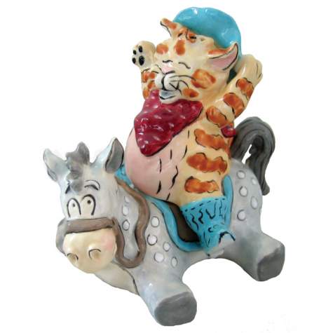 Ride Em Catboy Studio H Cat And Horse Salt And Pepper Shakers