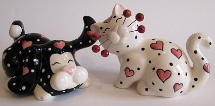 Lovey And Dovey Whimsical Cat And Dog Salt And Pepper Shakers