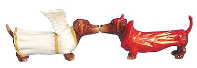 HOT DIGGITY DOGS ANGEL TO DEVIL MAGNETIC SALT AND PEPPER SHAKERS