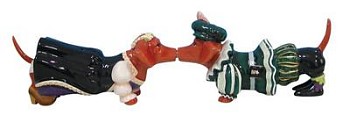 HOT DIGGITY DOGS RENAISSANCE MAGNETIC SALT AND PEPPER SHAKERS