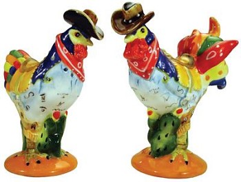 POULTRY IN MOTION WESTERN OMELET CHICKEN SALT AND PEPPER SHAKERS