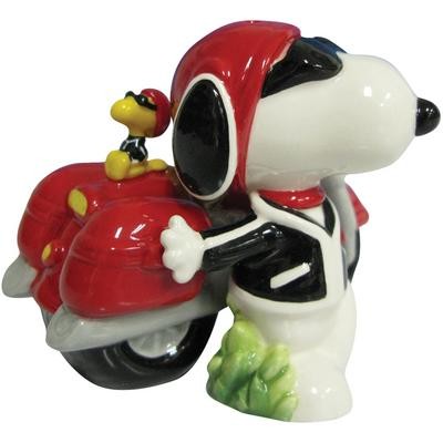 PEANUTS SNOOPY JOE COOL AND MOTORCYCLE SALT AND PEPPER SHAKERS